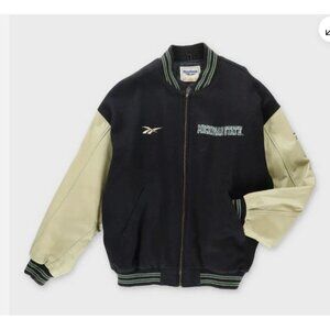 Vintage Reebok Michigan State Spartans Varsity Jacket Leather Wool Medium